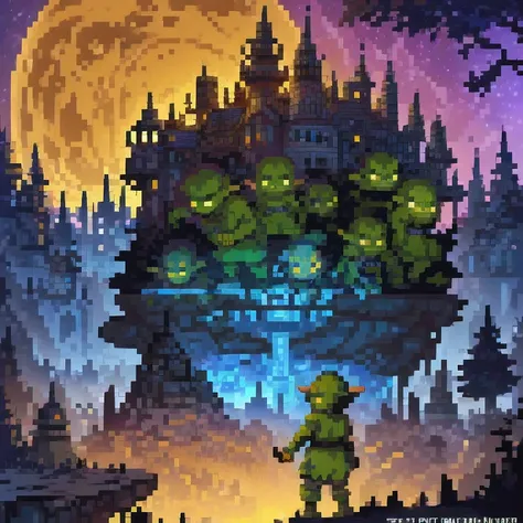 (( Goblins City : 1.5)), (masterpiece), ( is the best quality: 1.0), ( Ultra High Resolution : 1.0), Detailed illustrations,  Detailed Scenery ,  vibrant  colors goblins walking through the city, 8K, night, Moon Clouds , ((magic,  beautiful , Trees: 1.4 ))...