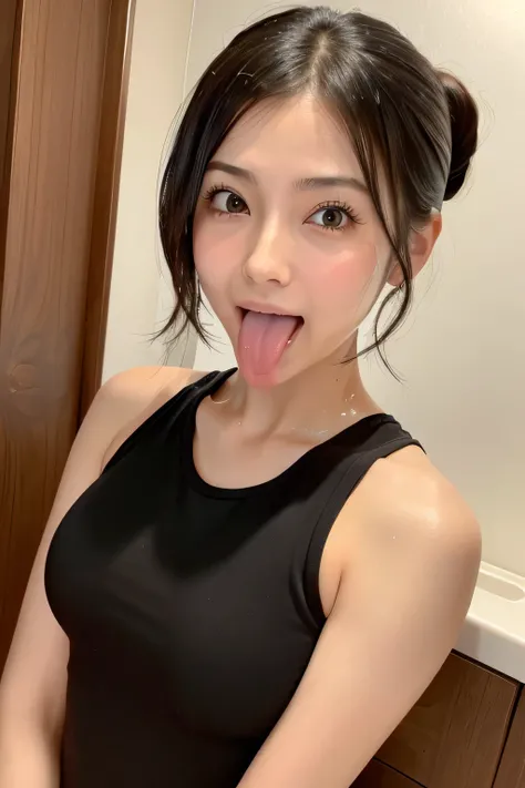    A Beautiful Japanese Actress Full of Sexual Desire ,(photo Realistic:1.4), (hyper Realistic:1.4), (Realistic:1.3),  very detailed,  edge orgasm ,((face Focus)),   Woman with closed mouth  , Edgy woman _face、Age 35、Black-haired、   newscaster  、Very small...