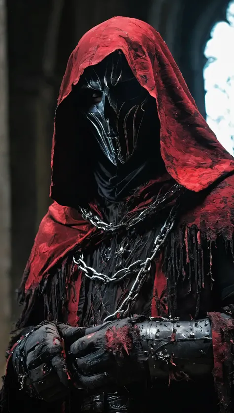 The Crimson Revenant is a terrifying vampire figure, born from ancient darkness, shrouded in shadow and cloaked in bloodlust. Completely masked, this creature drifts through moonlit ruins, a spectral embodiment of death with no trace of humanity left behin...