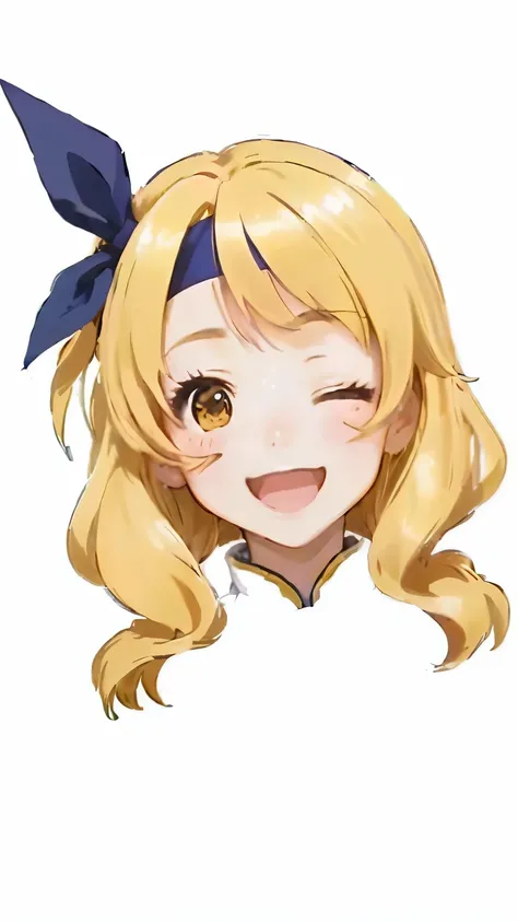 a close up of a person with a very big smile on their face, rei hiroe, loli, anime girl named lucy, she has a cute expressive face, slightly happy facial expression, rin, cute anime face, marisa kirisame, cute natural anime face, yami kawaii, ayaka genshin...