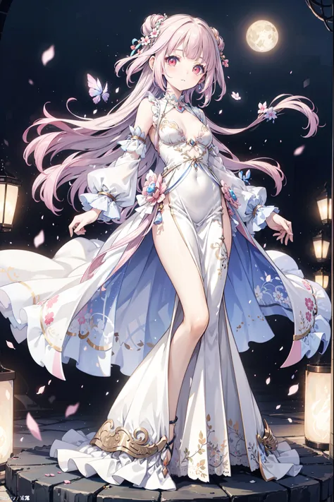 (((Best quality,  High Res,  masterpiece ,  masterpiece , Best,  High Res))).  a girl , solitary. (((My child is beautiful, Lovely girl with fine pink hair , Short,  slim figure , and anime faces))). She is a young girl, About ten years old,  has gorgeous ...