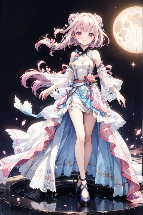 (((Best quality,  High Res,  masterpiece ,  masterpiece , Best,  High Res))).  a girl , solitary. (((My child is beautiful, Lovely girl with fine pink hair , Short,  slim figure , and anime faces))). She is a young girl, About ten years old,  has gorgeous ...
