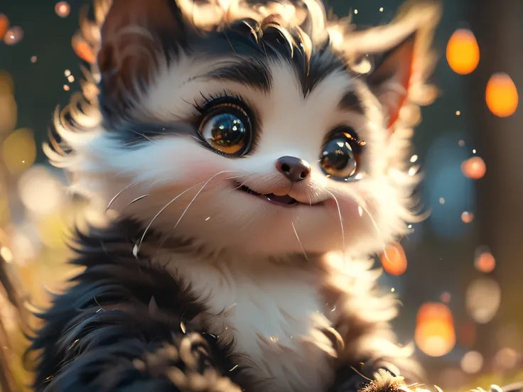 Magical Fantasy Creature, (Best Quality, Masterpiece, Representative Work, Official Art, Professional, Super Detailed, 8k:1.3), (Photorealism:1.2) Super Cute, Big Eyes, Soft, Soft Nose, Fluffy, Two-Toothed Smile, Sloth in Natural Background, Realistic, Bea...