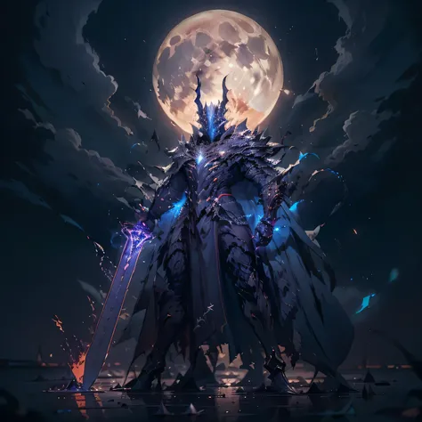 The moon hung high in the night sky, casting an eerie glow over the abandoned ruins. Amidst the crumbling walls and forgotten echoes of a once-grand castle, stood a lone figure. His silhouette was a stark contrast against the haunting backdrop.

His cloak ...