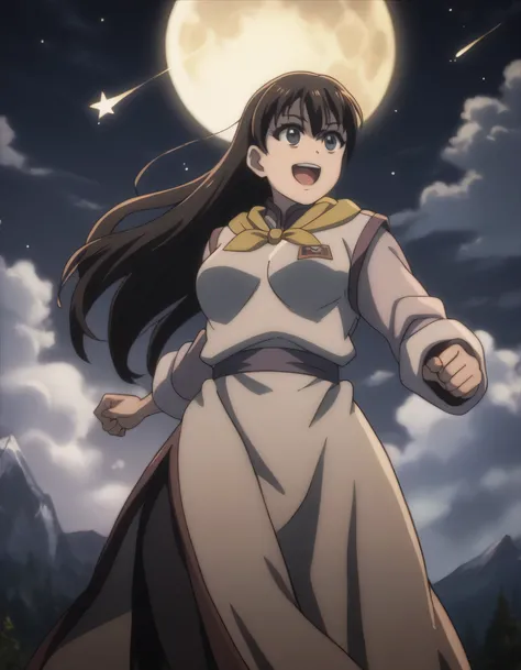 score_9,  score_8_up, score_7_up, ((gsfghtr)), multicolored robe, neckerchief, smile, open mouth
cinematic Lighting, 1girl,solo,standing stance,((nipple curves)), Mountain Viewpoint Over Clouds,moon, shooting stars