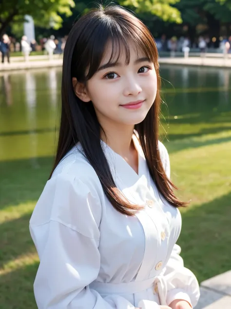 (Best-quality, Masterpiece, Ultra-High-Resolution, (Photorealistic:1.4), Raw Photo, depth of field, professional lighting), (1girl, ((15-years-old)), the most famous Japanese-idol, (((standing in Hiroshima-Peace-Memorial-Park))), ((model-pose)), ((full-bod...