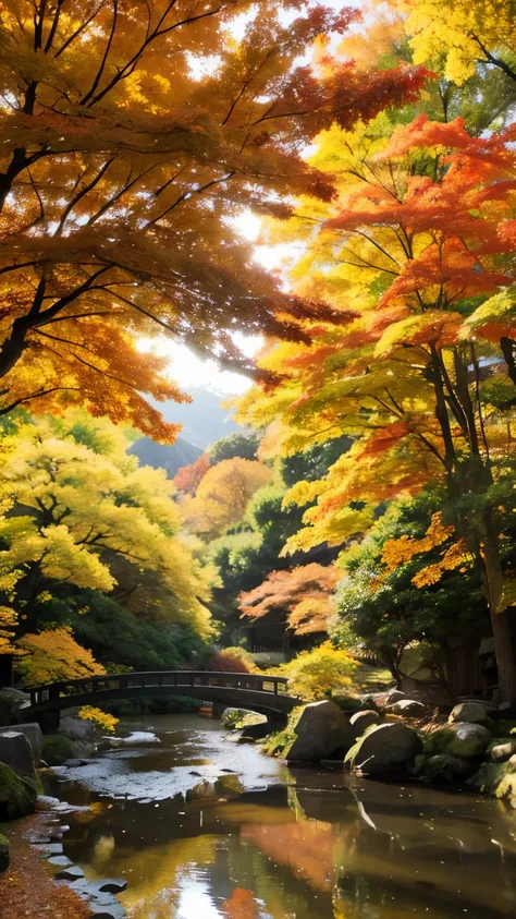 sunlight, Autumn scenery in Japan　Beautiful autumn scenery　 real　nature　autumn leaves　