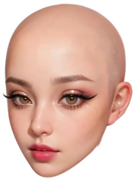  Bald Closeup shot with pink lipstick and eyeliner, Detailed Female Faces , Detailed and realistic face, Extremely realistic face,  Realistic Detailed Faces , realistic female faces, Hyper-realistic face, Detailed realistic face, IMVU,  Beautiful and Reali...