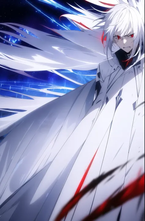  masterpiece , accel _WS, angry face, red eyes, limelight, swirling wind,  lightning around the character , Evening,accel _ bj white and platinum lab coat platinum winter outfit WHITE complex background, very detailed icy  (Gloomy:1.3),                    ...