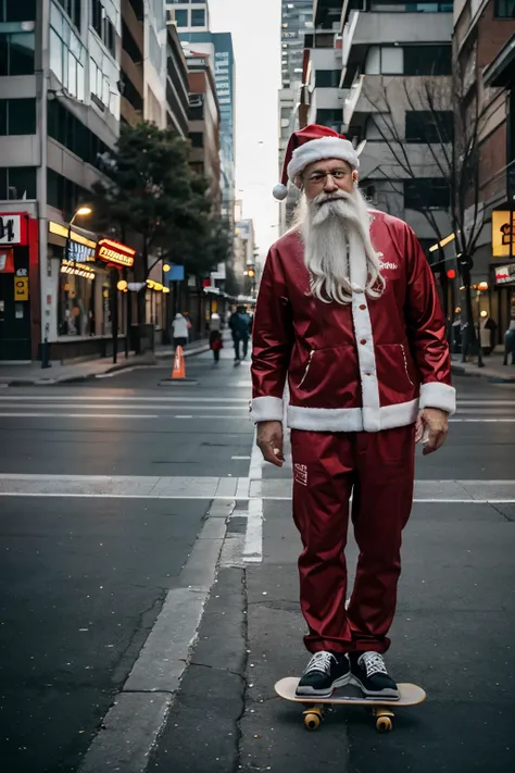  handsome、Santa、Skateboarding、urban environment、