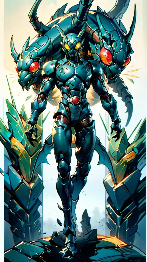 (masterpiece:1.5, best quality:1.5, extremely delicate:1.5), ((male:1.5)), a man wearing a full-face helmet, green eyes, fantasy-style high-tech biomimetic armored combat suit, (a composite layered chest armor), the design balances heavy with agility, full...