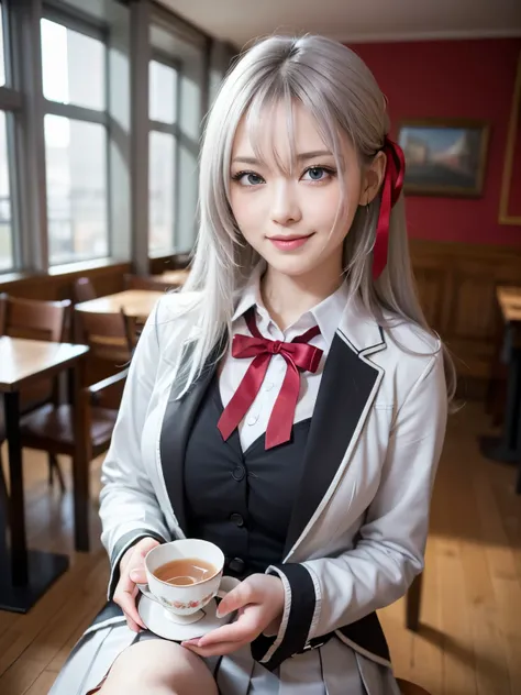 (cute Russian girl), Looking at camera,
break
(Shot with Canon EOS 5D Mark 4 and Canon EF Lens 85mm F1.2L lens, F value 1.2, ISO 50, shutter speed 64),
break
(upper body:1.75), (slender body:1.5), sitting on sofa,
break
(((Smiling while drinking Russian...