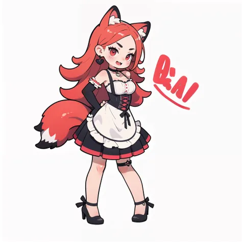 1girl, cat girl ,skinny,breast reduction, between colorful, plain white background, standing, cute pose, full body,arm at side,knees together, feet apart,red hair,medium hair,choker,red eyes,white skin,Evil seducer,presumed, Open mouth, beautiful anime fan...