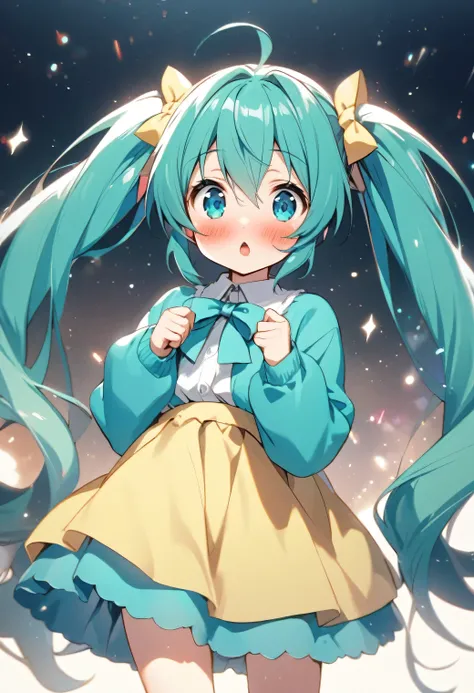 Young HatSune Miku、 girl、Solo、bluSh、 girl、  Kindergarten Mother、、、&#39;S 、 troubled expreSSion、 Striped pantieS、 long Skirt、 Long Sleeve 、Student Uniform、School uniform、The Shirt getS wet、 clotheS are tranSparent 、 open your legS and crouch、Big BreaStS、The...