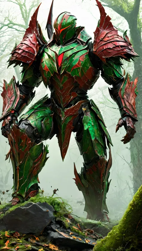 Emerging from the shadows, The Scourgewing is a terrifying creature clad in a cracked and twisted red and green armor, its form a grotesque fusion of organic and metallic textures. Completely masked, this beings face is concealed by a warped, battle-worn h...