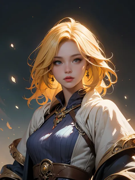 Young woman with yellow hair in fluffy clothes, Fantasy Characters art, Amazing character art, Spectacular Fantasy Characters art, HD fantasy art, Epic and detailed character art, Realistic fantasy artwork, Fantasy Woman, Epic fantasy art style HD, Fantasy...