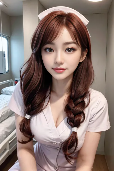 (2 Ultimate Beauty Nurse)、(( realistic lighting ,  BEST QUALITY , 8k, masterpiece:1.3)), Lock focus:1.2, Beautiful woman with perfect body:1.4, :  Beautiful Korean girl ,  K-pop idol ，Leg length，( big eyes),（Smile：0.8），（ Voluminous Sexy Lips）， complex and ...