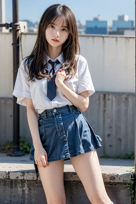 女の子1 person、(8k、 raw photos、best quality、 high quality、 masterpiece:1.2)、( real、 real)、1 person、( medium hair、y shirt with white...