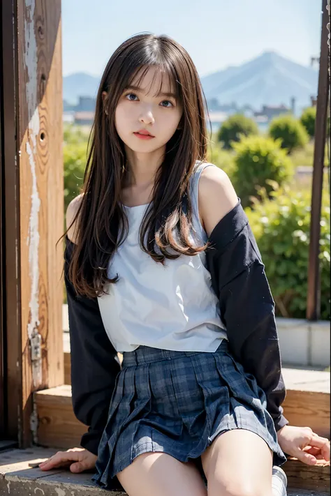 女の子1 person、(8k、 raw photos、best quality、 high quality、 masterpiece:1.2)、( real、 real)、1 person、 long hair with dark brown hair、...