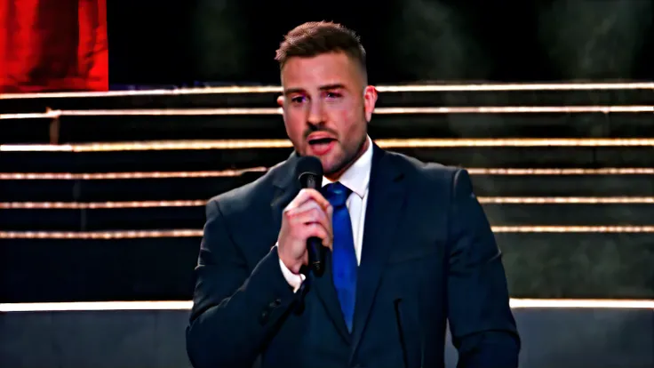 a man confident giving speech on the stage