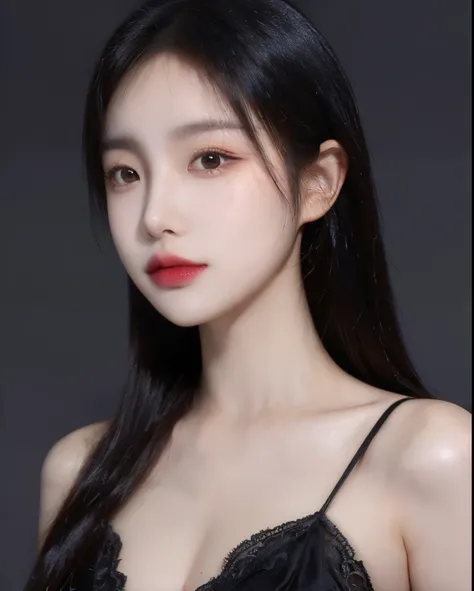 ((Surreal、Super detailed image, maybe a photo.,Captures the details of the skin texture of an incredibly beautiful woman.))Wearing a Lucid Dream dress,long black hair。