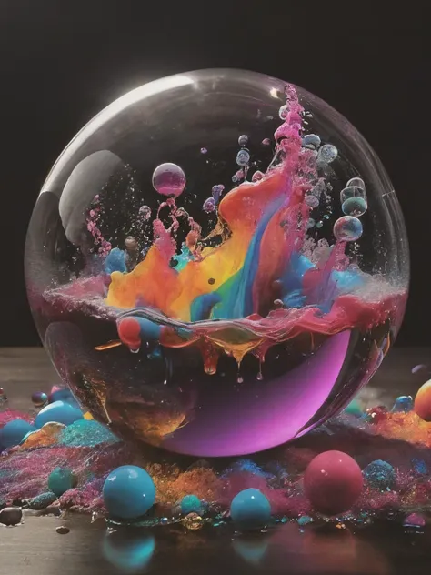 (best quality,4k,8k,highres,masterpiece:1.2),ultra-detailed,(realistic,photorealistic,photo-realistic:1.37),highly detailed psychedelic dream, vibrant shimmering colors, glass-like structures morphing from the colors, intricate rainbow patterns, perfectly formed symmetrical spheres, glowing reflective bubbles, detailed bubbles and spheres, rainbows of color twisted in and out of translucent orbs, spilled paint, spirals of swirling color in the background, beautiful psychedelic digital art, pixel art, neon colors, 4d mandelbulb psychedelics, glass-like psychedelic landscape, intricate rainbow environment, psychedelic underwater brightness, trails of color and light, bright fluorescent colors, psychedelic vibrant colors, bright psychedelic neon colors, colorful paint drips out of the bubbles, 3D glass spheres melting into each other spilling out colors, visually disorienting, hallucination inducing, optical illusions, startling, stunning images, awe-inspiringly, pixel assets, portrait photography, surrealism, photorealistic, hyperdetailed, glass morphism, digital art, sparkle, optical illusion, glowing light, reflection light, overexposure, god rays backlighting, depth of field, rotational symmetry