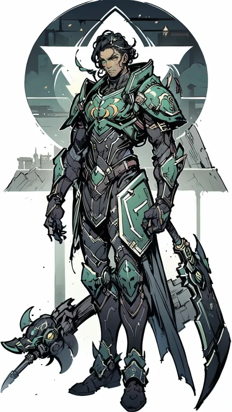 (masterpiece:1.5, best quality:1.5, extremely delicate:1.5), ((male:1.5)), a man wearing a full-face helmet, green eyes, fantasy-style high-tech biomimetic armored combat suit, (a composite layered chest armor), the design balances heavy with agility, full...