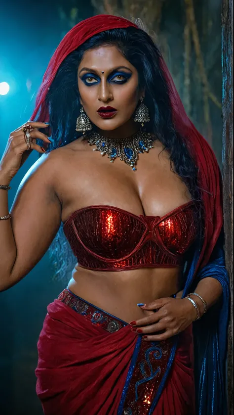 Looks like Aindrita Ray, full body Closeup shot, Big chubby aunty, milf, cougar lady witch, busty huge breast, slightly grey hair, horny Gothic milf, 70 years old gorgeous mature lady, pervert demoness, demoness of lust, curvy, black lips, horny face, ext...