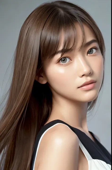 (she looks like gemma ward:0.9), (idol, idol stage:1.4), straight hair, narrow eyes, flat chest, (jumping, from below), looking at viewer, (full body), (Realism:1.4), (hyper realistic:1.4), (realistic:1.3), (soft light:1.05), (Improve lighting quality in m...