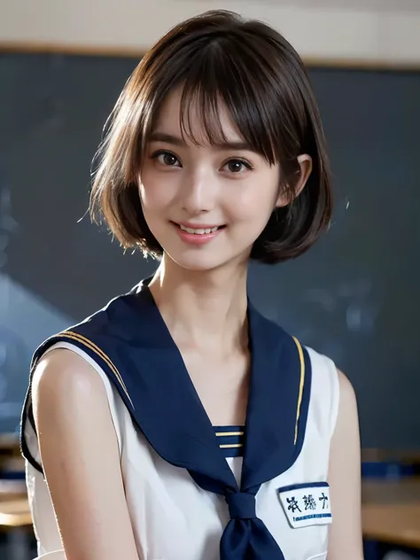 (((Best Quality)))、(((Ultra-precision CG16K wallpaper)))、(((Super detailed)))、(((Mature 24 year old woman、one person:1.8)))、((Very beautiful Japanese face))、(((Zuo々Nozomi)))、(( straight short bob hair、bangs:1.6))、(Shiny brown hair)、(Sparkling Eyes)、Thin ey...