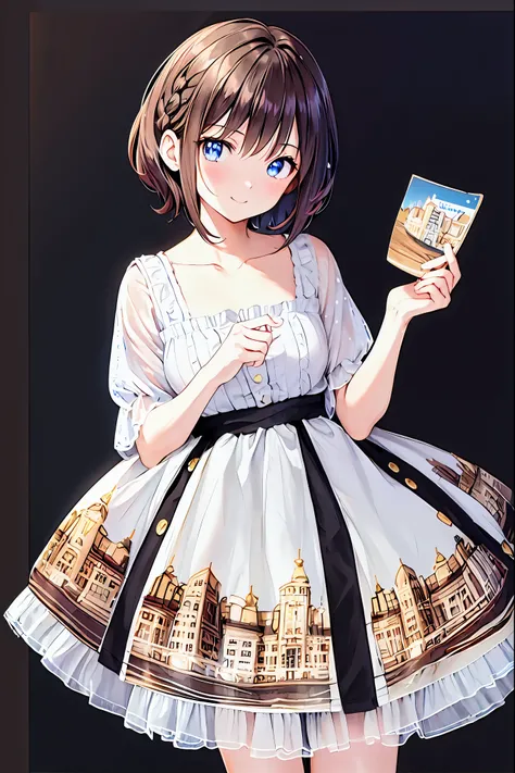 (Original photo, 最 High Quality ), (Practical, photoPractical: 1.2), (Round face: 1), 1 girl, Outdoor selfie, ( High Detail Skin : 1.2), (Swollen eyes), (Sagging under the eyes), smile, clavicle, , Brown and black straight hair, Pure Black Pleated Skirt ,...