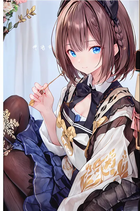 (Original photo, 最 High Quality ), (Practical, photoPractical: 1.2), (Round face: 1), 1 girl, Outdoor selfie, ( High Detail Skin : 1.2), (Swollen eyes), (Sagging under the eyes), smile, clavicle, , Brown and black straight hair, Pure Black Pleated Skirt ,...