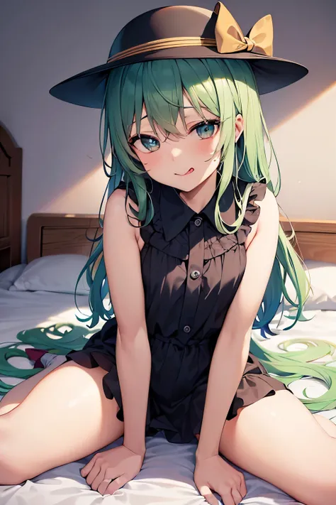  komeiji koishi　Completely naked　Lick a mans penis with your tongue　 on the bed 　Looks delicious　 girl sitting　Move your body here　Feels like a dog