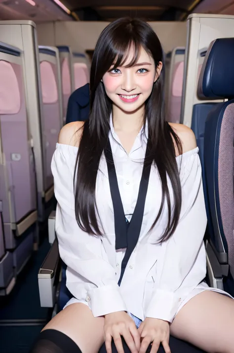 { 1girl, (sitting on airplane cabin seat), (spread legs, leg lift), (touching crotch) }, { (masterpiece:1.2), (best quality:1.6), (photo realistic:1.6), (8K resolution:1.2), (chiaroscuro:0) }, { beautiful 20yo, (blue eyes:0), (blushed face:1.3),(weeping:0)...