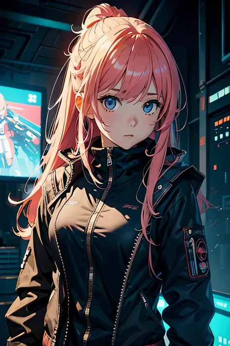  Anime Girl in Shorts and Jacket Standing Next to a Giant Robot、Artwork in the style of Gwaiz、 Cyberpunk Anime Girl Mecha 、Trending on CGSAT 、Gwaiz、 Russell Dongjun Lu 、digital cyberpunk anime art、Rostran 8 K、Artstation Pixivのグワイツ、 Girl in Mecha Cyber Armo...