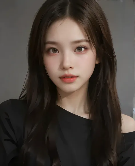 (1girl), (best quality), high quality, 4K, masterpiece, ultra realistic, ultra detailed, fine detailded, detailed teeth, mouth, detailed eyes, perfect face, (small nose), (perfect nose), brunette hair, long hair, brown eyes, youthful face, 18 years old, cl...