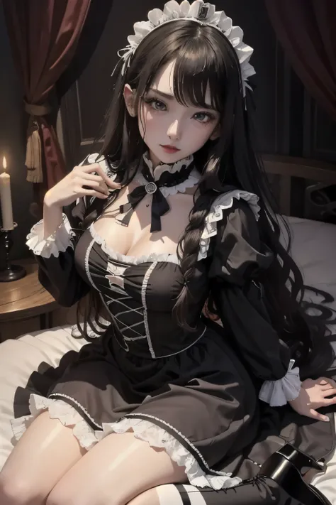 Hard Dark Gothic Makeup、Dark black eyeshadow、 sad、Good skin radiance、Dark Gothic、 dark smile 、palace、The beauty of fragrance、24 years old、Masturbation facial expressions、Extremely fair skin、 rich expression of pleasure 、 uncomfortable expression 、Dark Goth...