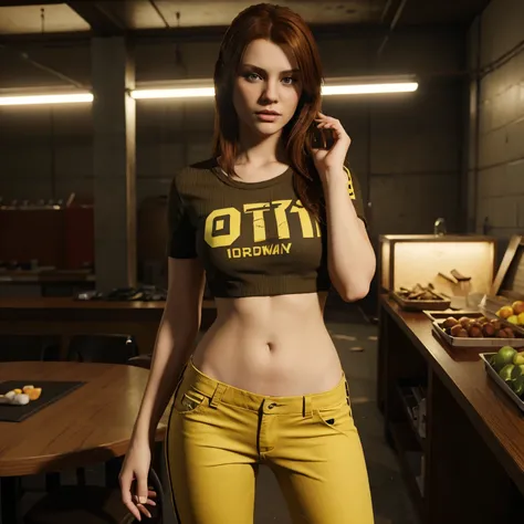 Girl Brown Red Hair in GTA V with Pants Yellow