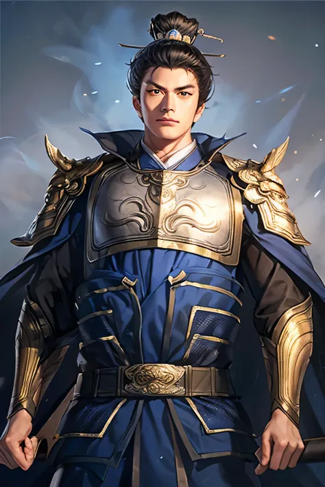 18 year old slim Chinese man, slim middle aged man,realistic,chinese_Armor,alone,Background of ancient chinese cities,detailed_eye,shoulder_Armor,(검은 eye),looking at viewer,(masterpiece:1.2), (best quality:1.2), perfect eye, perfect face, perfect lighting,...