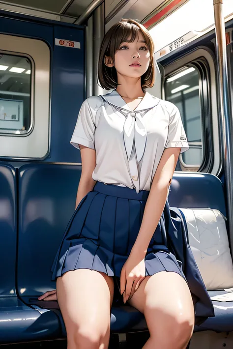 High resolution picture , atmospheric perspective , 8K, Very detailed, Accurate, top quality,
1 girl at home, alone, Chest, looks at the audience , ( looks at the audience ,:1.5),
brown hair , brown eyes , parted Lips, Smile、underwear, Under...