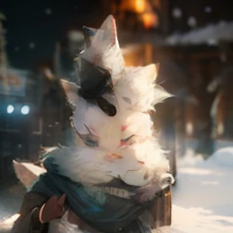 Style-NebMagic, portrait of Ismail Inceoglu, Gazelli, James jean, Anton Fadeev and Yoshitaka Amano, a fluffy cute Arctic fox wearing a Style-SylvaMagic scarf in the snow, very detailed, 8k resolution, digital art, trending on artstation, Vibrant Colours, C...