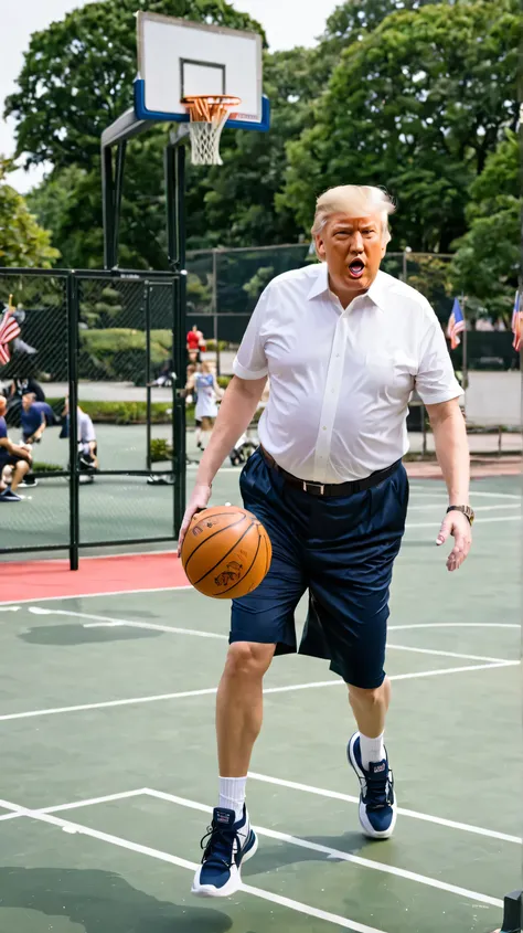 Donald Trump playing basketball