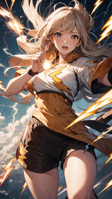 (( best quality)),( ultra high resolution),(Super detailed),( detailed description ),(( best CG )),(masterpiece), Highly Detailed Art ,( Art with Precise Details:1.5), (Female Fighter:1.6),Confident々,(Bursting energy:1.7), (Wind Rampant :1.6), ( gallops th...