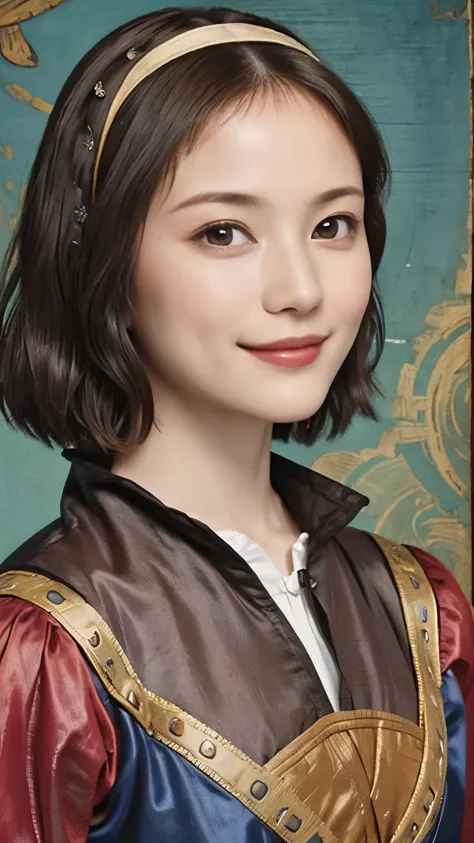 322 (A 20-year-old woman and a 20-year-old man), ( super real ), (High image quality), ( short hair ), (smile), ((Gorgeous costumes)), ((Da Vinci Paintings ))