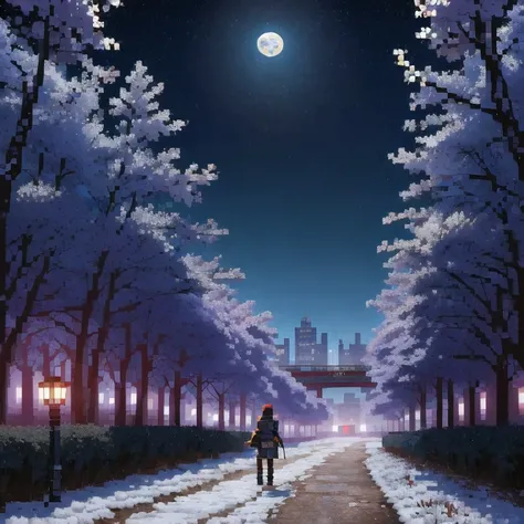 ((紫粉 City : 1.5)), (masterpiece), ( is the best quality: 1.0), ( Ultra High Resolution : 1.0), Detailed illustrations, Detailed Scenery , vibrant colors 紫粉 walking through the city, 8 K, night, Moon Clouds , ((magic, beautiful , Trees: 1.4 )), (( is the be...