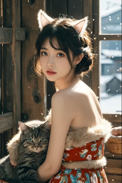 (((best quality))),(((super detailed))),(((masterpiece))),illustration,1 girl,detailed face,a cat