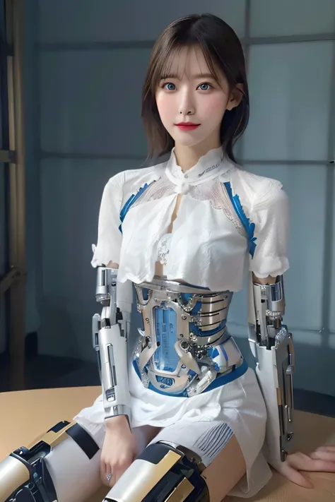 masterpiece, best quality, extremely detailed, japanese android girl,plump ,control panels,mechanical hand,robot arms and legs, ...