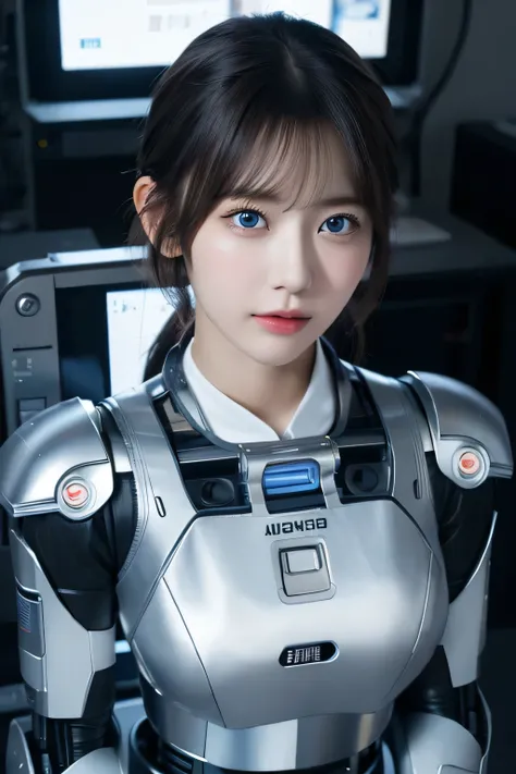 masterpiece,  top quality ,  very detailed, japaese 안 droid  girl,portrait,thud, slightly plump ,control panel,안 droid , droid ,...