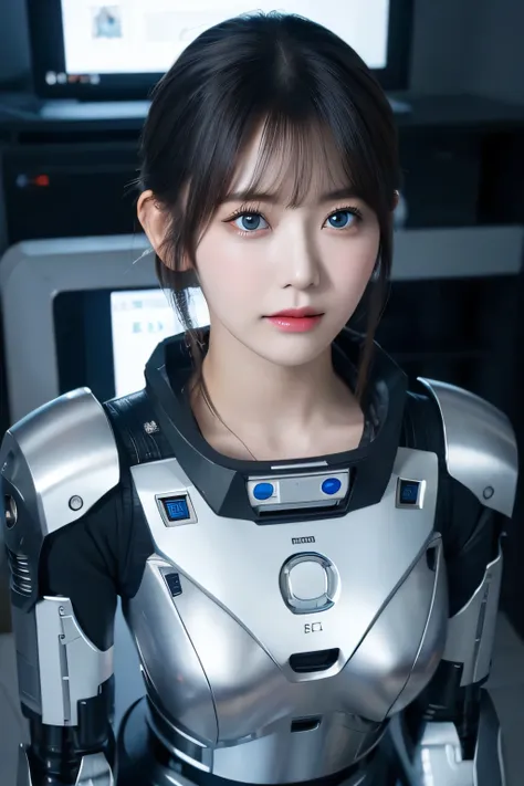 masterpiece,  top quality ,  very detailed, japaese 안 droid  girl,portrait,thud, slightly plump ,control panel,안 droid , droid ,...