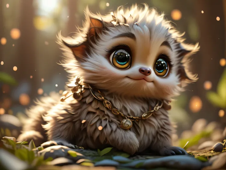 Magical Fantasy Creature, (Best Quality, Masterpiece, Representative Work, Official Art, Professional, Super Detailed, 8k:1.3), (Photorealism:1.2) Super Cute, Big Eyes, Soft, Soft Nose, Fluffy, Two-Toothed Smile, Sloth in Natural Background, Realistic, Bea...